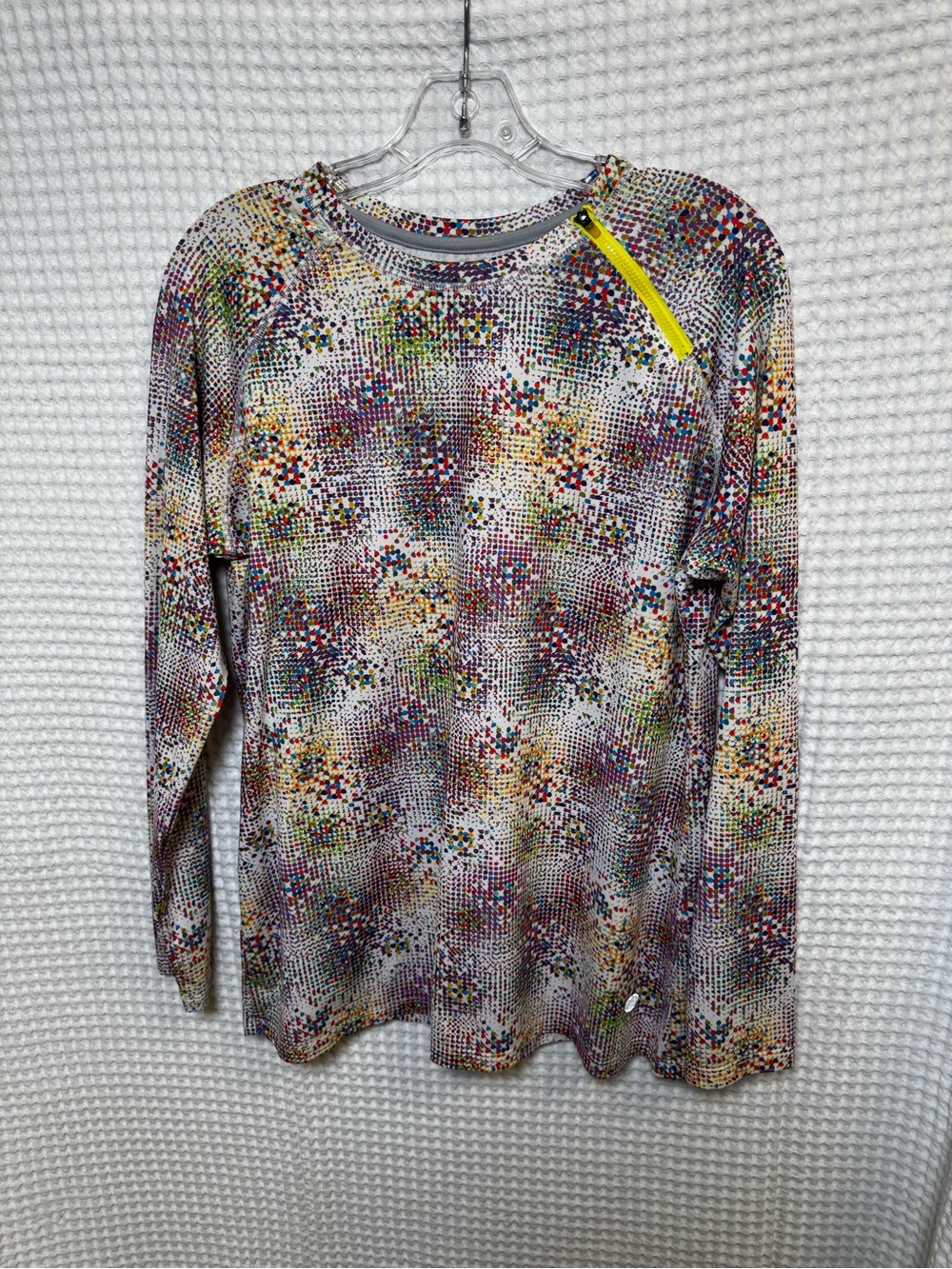 Reel Legends NWOT Multicolored Long Sleeve Performance Sun Shirt with Yellow Zip